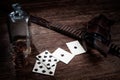 Two-pair poker hand consisting of the black aces and black eights, held by Old West gunfighter Wild Bill Hickok Royalty Free Stock Photo