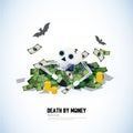 Dead with money. skull and money bank -