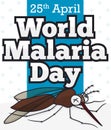 Dead Mosquito in Cartoon Style for World Malaria Day, Vector Illustration Royalty Free Stock Photo