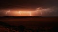 A dramatic lightning storm illuminating the night sky over a remote desert landscape created with Generative AI