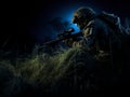 Silhouette of a Sniper on the Prowl Royalty Free Stock Photo