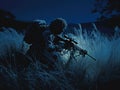 Silhouette of a Sniper on the Prowl Royalty Free Stock Photo