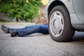 Dead pedestrian after a car accident