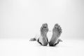 Dead person. Focus at the Feet Royalty Free Stock Photo