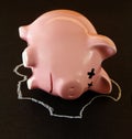 Dead Piggy Bank with Chalk Outline Royalty Free Stock Photo