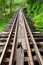 Dead railway beside cliff along Kwai river Royalty Free Stock Photo
