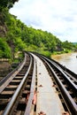 Dead railway beside cliff, along Kwai river Royalty Free Stock Photo