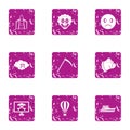 Dead religion icons set, grunge style