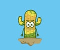 Dead rotten cute cactus cartoon character mascot vector illustration Royalty Free Stock Photo