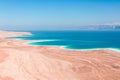 Dead Sea coastline in desert uninhabited extraterrestrial landscape