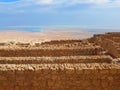 The Dead Sea and desert panoramic view from Masada fortress, Israel Royalty Free Stock Photo