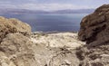 The Dead Sea and Ein Gedi Field School from near David Falls in Israel Royalty Free Stock Photo