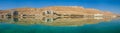 Large panoramic view of hotels line at Dead sea beach. Israel