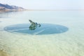 Dead Sea, Israel. White lounge chair floating in the water Royalty Free Stock Photo