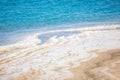 Dead sea, Jordan. Beautiful beach with salt deposits Royalty Free Stock Photo