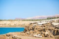 Dead sea, Jordan. Beautiful beach with salt deposits Royalty Free Stock Photo