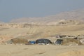 Dead Sea, Jordan- December 24th 2015: Nomadic people living by the Dead Sea