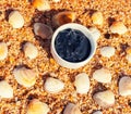 Dead sea mud for spa treatments in a cup Royalty Free Stock Photo