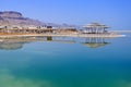 The dead sea resorts in Israel. View of the hotel and the beach Royalty Free Stock Photo