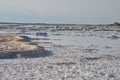 Dead Sea shore. Minerals and salt. Salt crystals at dawn. Royalty Free Stock Photo