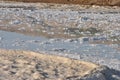 Dead Sea shore. Minerals and salt. Salt crystals at dawn. Royalty Free Stock Photo