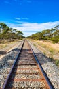 Dead straight railroad line in the Australian outback