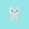 Dead tooth with emotional face, cute colorful vector icon illustration