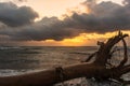 Sunrise on the ocean in Waipouli Coast, Kauai, Hawaii Royalty Free Stock Photo