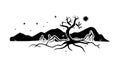 Dead Tree Drought Landscape Silhouette, vector design Generative AI Royalty Free Stock Photo