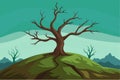 Dead tree on the hill vector art illustration Royalty Free Stock Photo