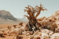 a dead tree in the middle of the desert