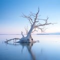 a dead tree in the middle of a lake Royalty Free Stock Photo