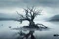 a dead tree in the middle of a lake Royalty Free Stock Photo