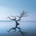 a dead tree in the middle of a lake Royalty Free Stock Photo