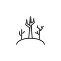 Dead trees hill line icon Royalty Free Stock Photo