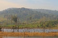 Dead trees in the reservoir with blue sky - Thakhek Loop