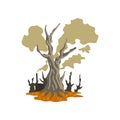 Dead trees and toxic waste dump, ecological disaster, environmental pollution concept, vector Illustration on a white