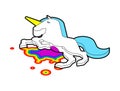 Dead unicorn. Blood rainbow. deceased magic horse. vector illustration