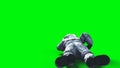 Dead zombie astronaut in space. Cadaver. Green screen. Realistic 4k animation.