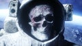 Dead zombie astronaut in space. Cadaver. Realistic 4k animation.