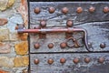 Deadbolt in a wooden door