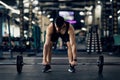 Deadlift Workout. Portrait Of Muscular Arab Man Lifting Heavy Barbell At Gym Royalty Free Stock Photo