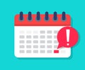 Deadline on calendar. Date of appointment. Agenda in business plan. Schedule of events in month. Online meeting symbol. Reminder