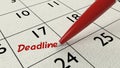 Deadline calendar entry business plan red pen