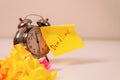Deadline: Close-up of an alarm clock and sticky notes, emphasizing the urgency Royalty Free Stock Photo