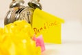 Deadline: Close-up of an alarm clock and sticky notes, emphasizing the urgency Royalty Free Stock Photo