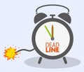 Deadline concept with blasting fuse on classic alarm clock Royalty Free Stock Photo