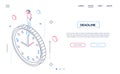 Deadline concept - line design style isometric web banner Royalty Free Stock Photo