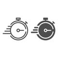 Deadline line and glyph icon. Timer with lines vector illustration isolated on white. Stopwatch outline style design Royalty Free Stock Photo