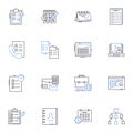 Deadline line icons collection. Countdown, Limit, Target, Timeframe, Schedule, Due date, Cutoff vector and linear